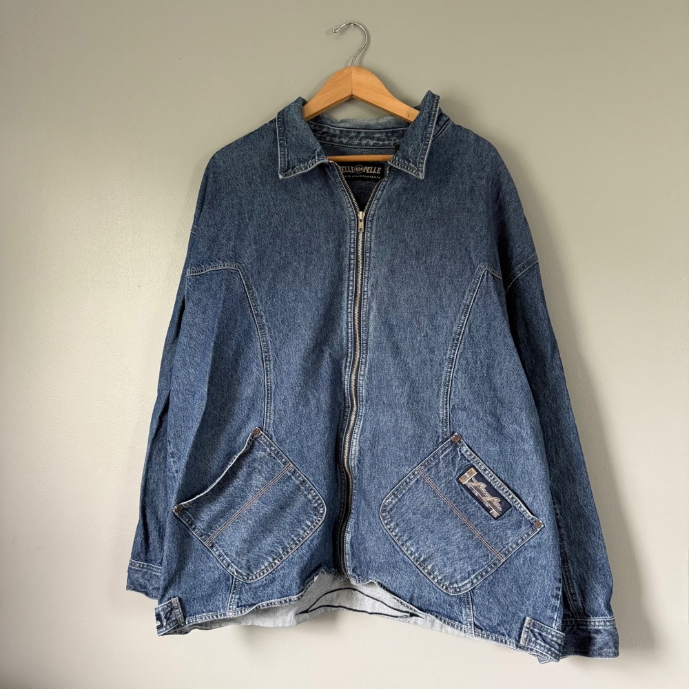 Vintage 90s Marc Buchanan Pelle Pelle Denim Zip Up Jacket XXL